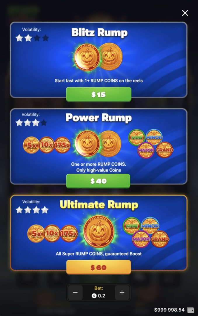 Pionowy ekran smartfona z kartami Blitz, Power i Ultimate Rump