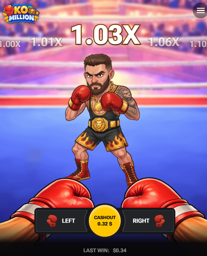 KO Million na telefonie z przyciskami Left, Right i Cashout