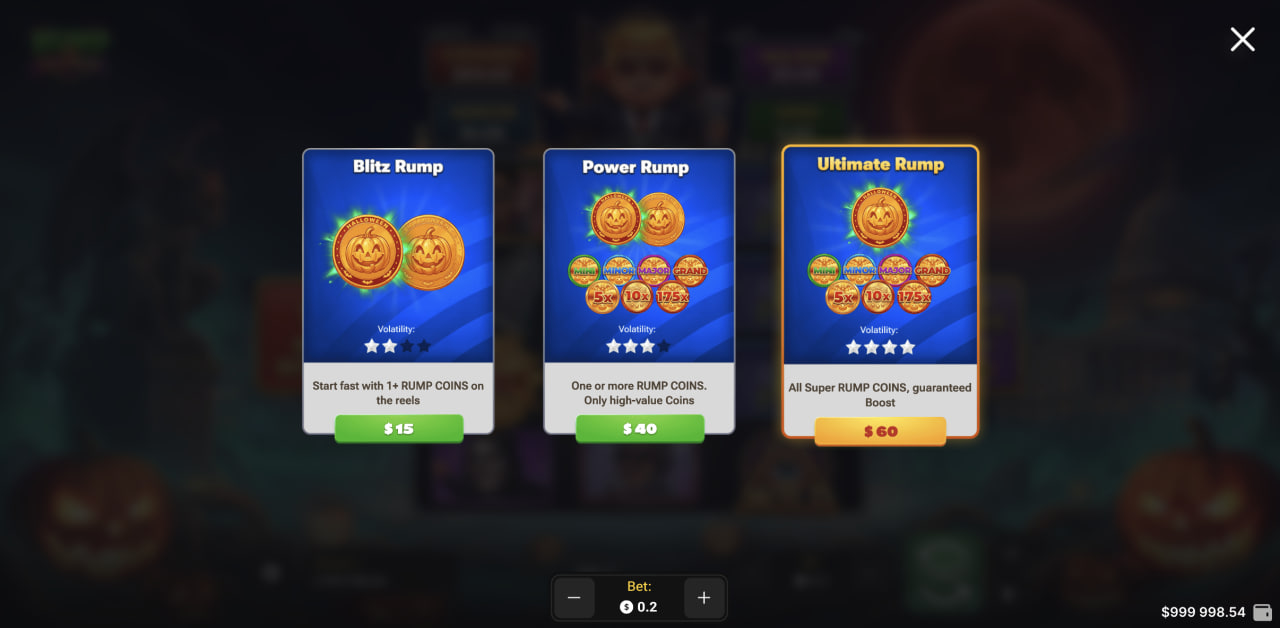Trzy opcje Buy Bonus w Rump & Halloween – Blitz Rump, Power Rump i Ultimate Rump