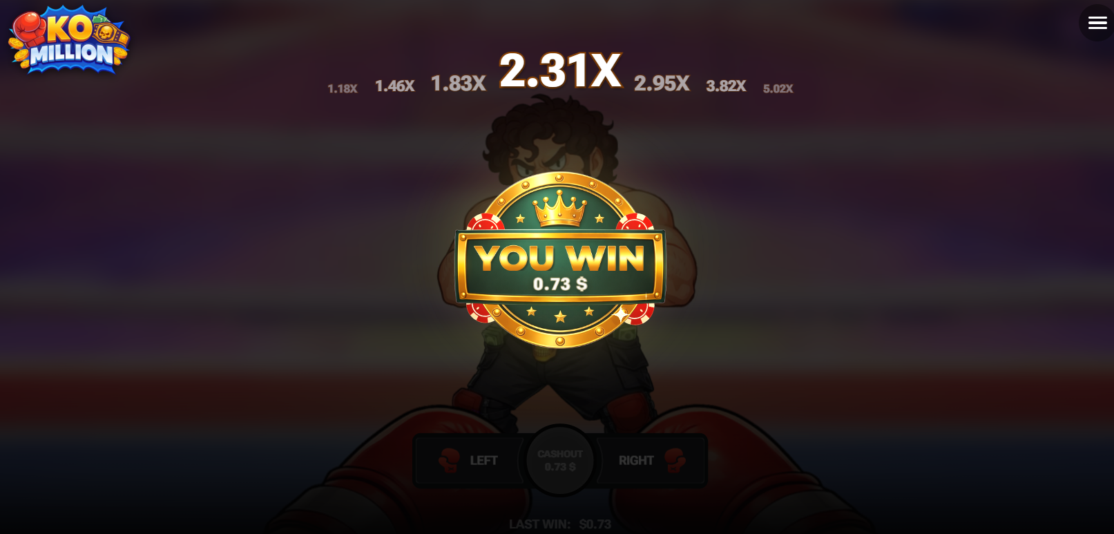 Ekran You Win w KO Million po odebraniu wygranej